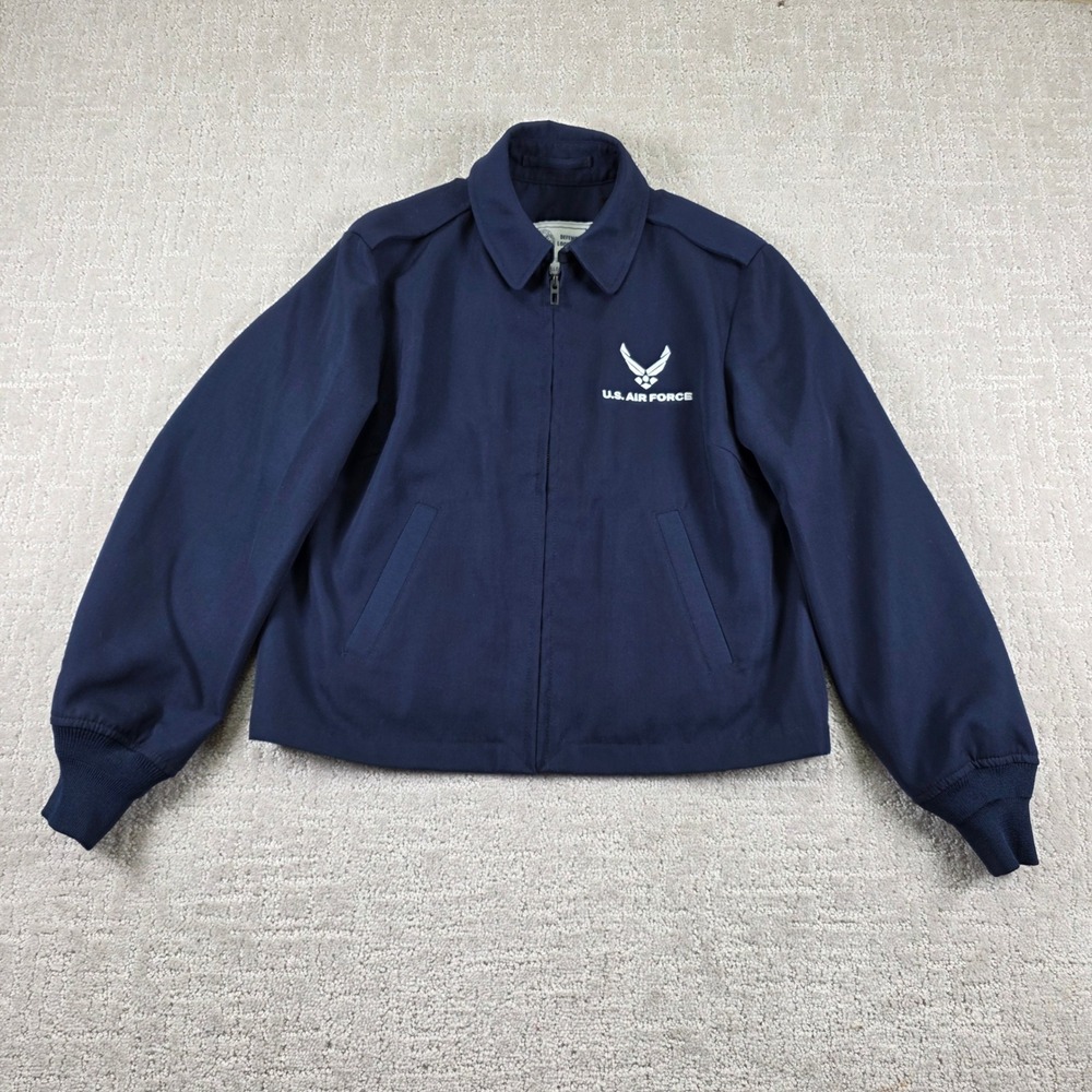 US Air Force Wings Collection Blue Zip Up Jacket 12R Wool Blend Military Issue